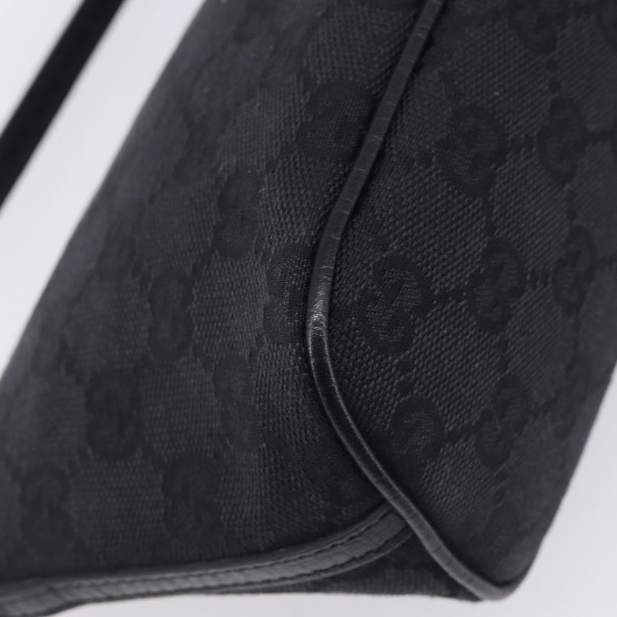 GUCCI GG Canvas Accessory Pouch Black Silver 07198 Auth 210932A
