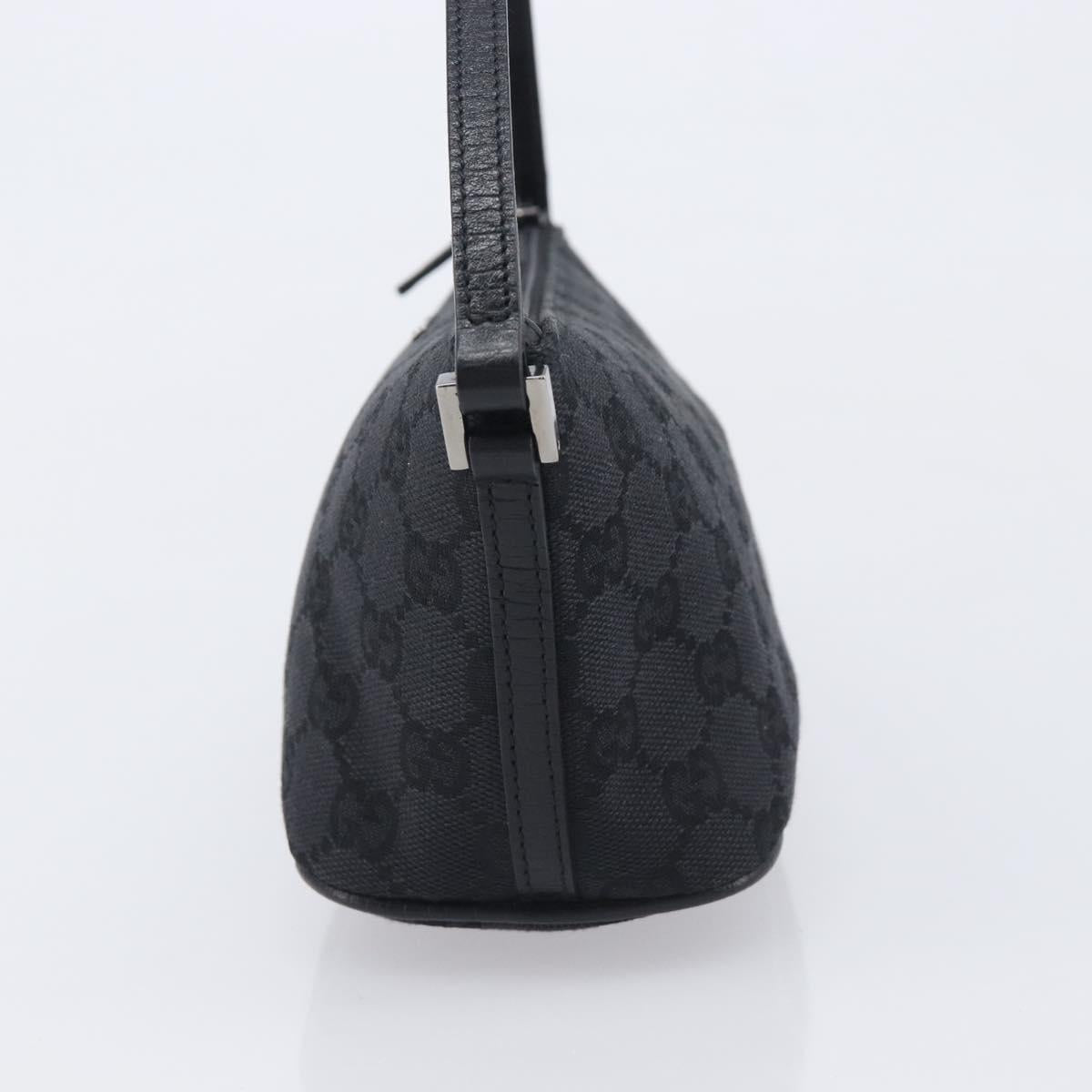 GUCCI GG Canvas Accessory Pouch Black Silver 07198 Auth 210932A