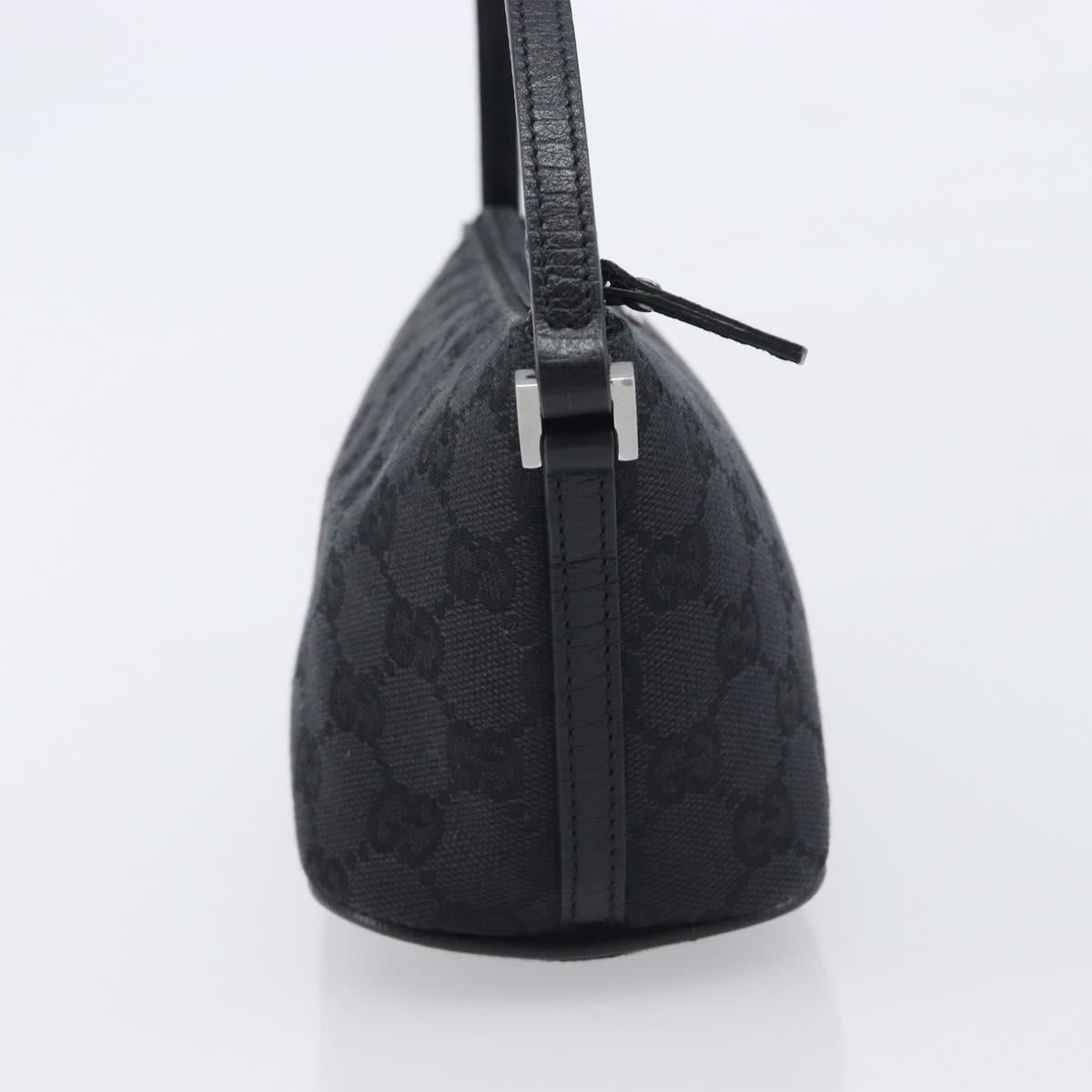 GUCCI GG Canvas Accessory Pouch Black Silver 07198 Auth 210932A