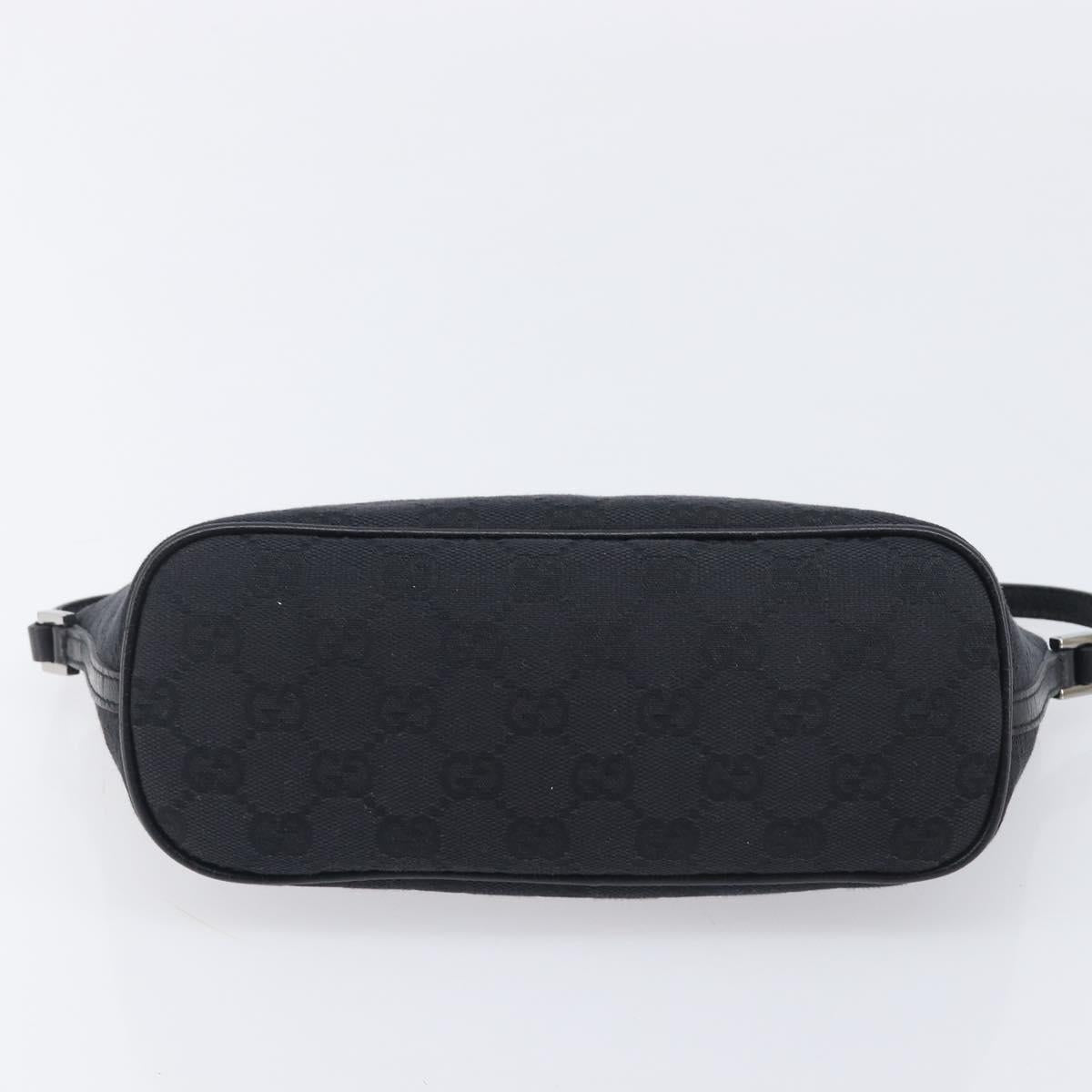 GUCCI GG Canvas Accessory Pouch Black Silver 07198 Auth 210932A