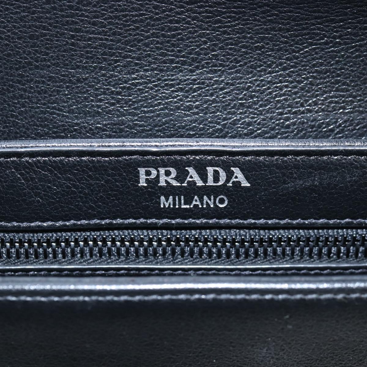PRADA Chain Shoulder Bag Leather White Black Auth 210933V