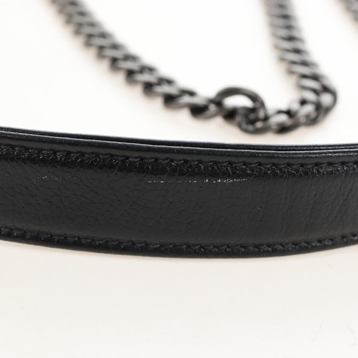 PRADA Chain Shoulder Bag Leather White Black Auth 210933V