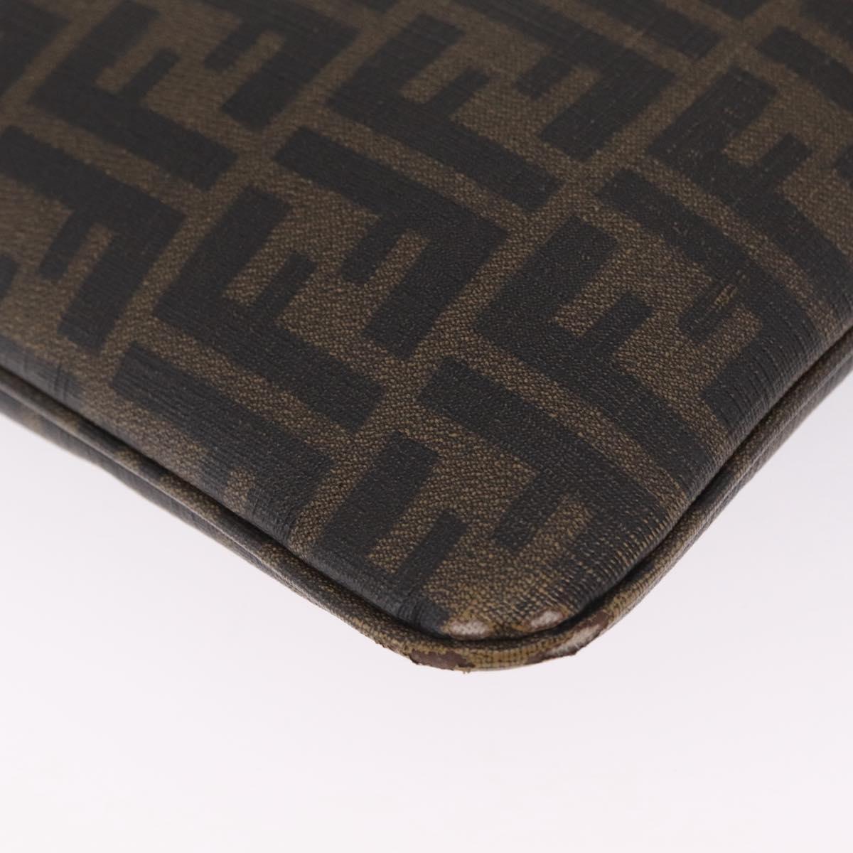 FENDI Zucca Canvas Shoulder Bag PVC Brown Black 7VA207 Auth 210935