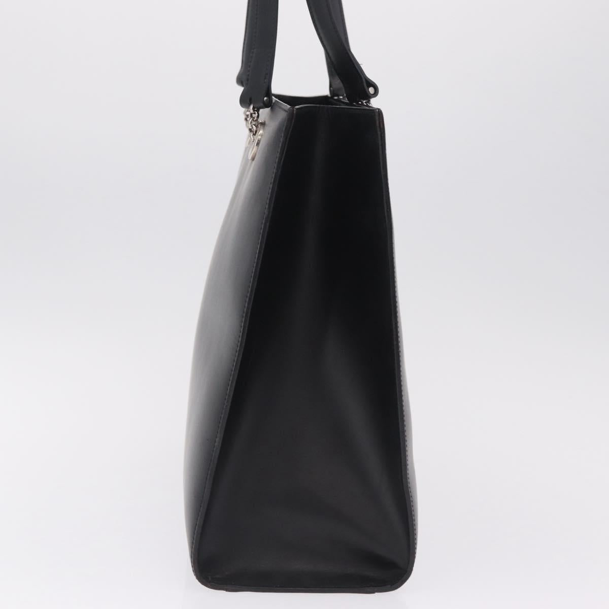 Cartier PANTHERE Tote Bag Leather Black Silver Auth 210936V