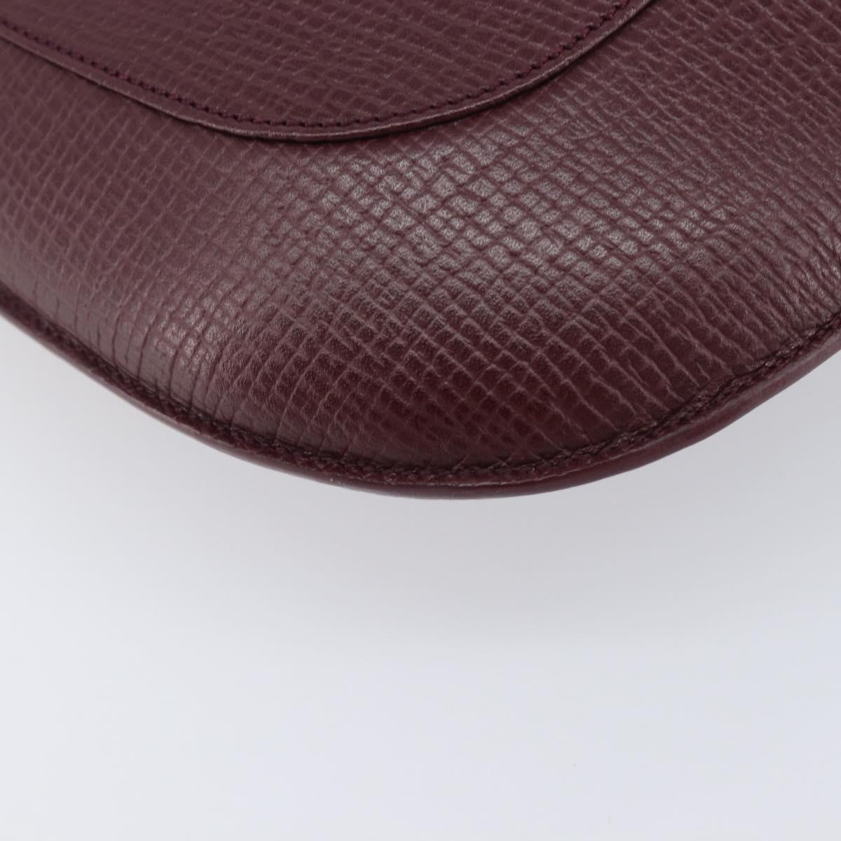 LOEWE Shoulder Bag Leather Bordeaux Gold Auth 210938A