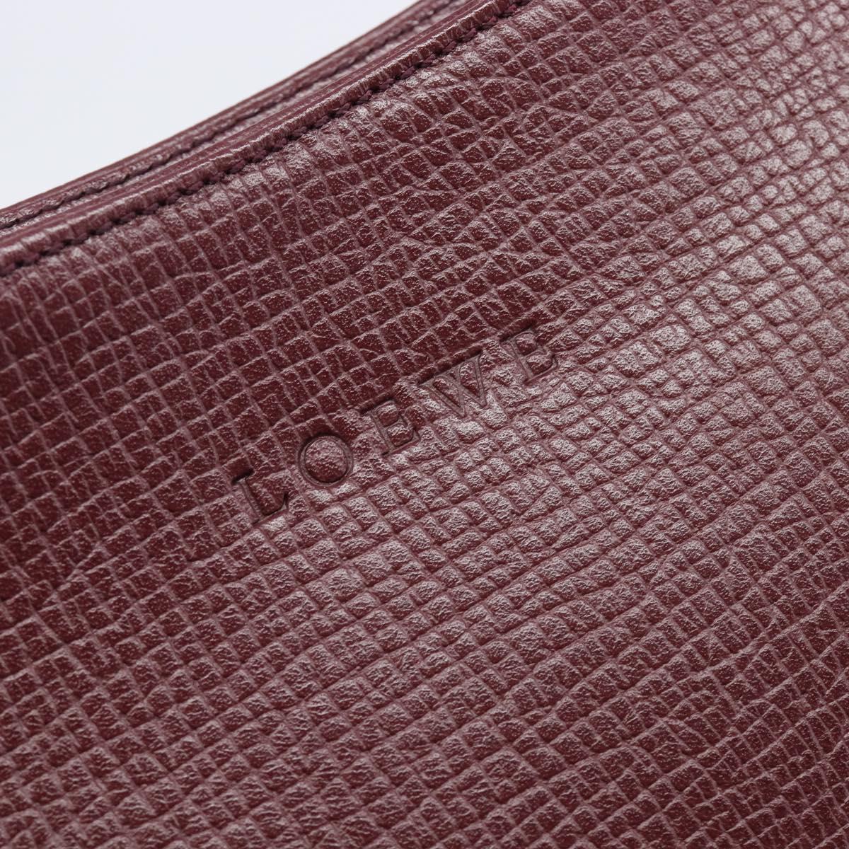 LOEWE Shoulder Bag Leather Bordeaux Gold Auth 210938A