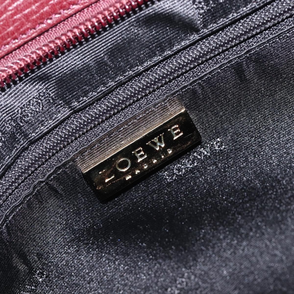 LOEWE Shoulder Bag Leather Bordeaux Gold Auth 210938A