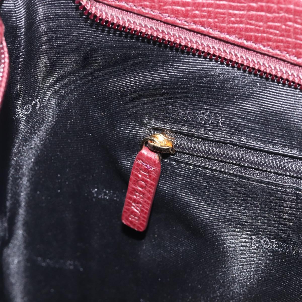 LOEWE Shoulder Bag Leather Bordeaux Gold Auth 210938A