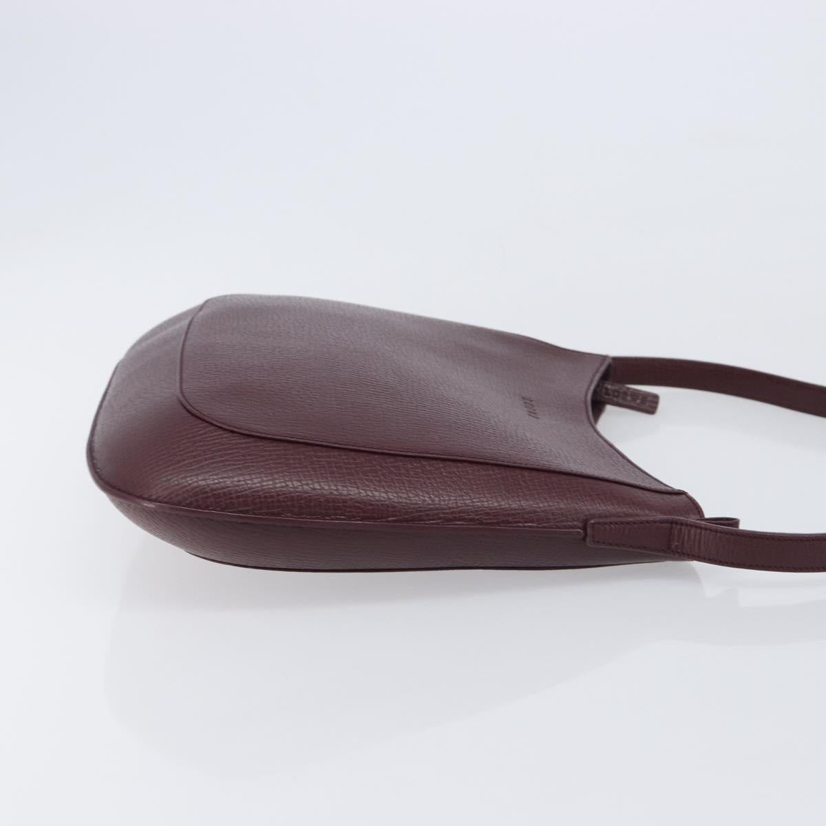 LOEWE Shoulder Bag Leather Bordeaux Gold Auth 210938A