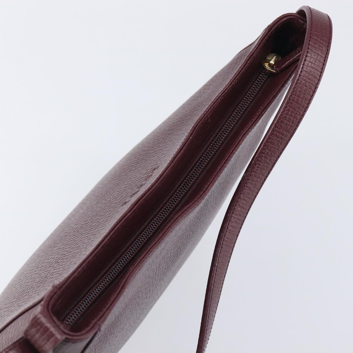 LOEWE Shoulder Bag Leather Bordeaux Gold Auth 210938A