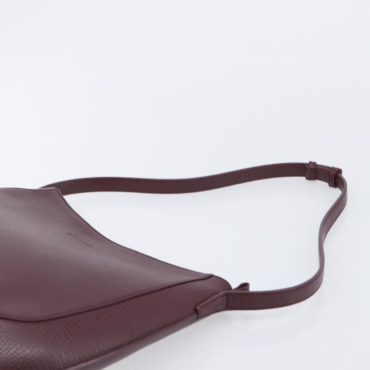 LOEWE Shoulder Bag Leather Bordeaux Gold Auth 210938A