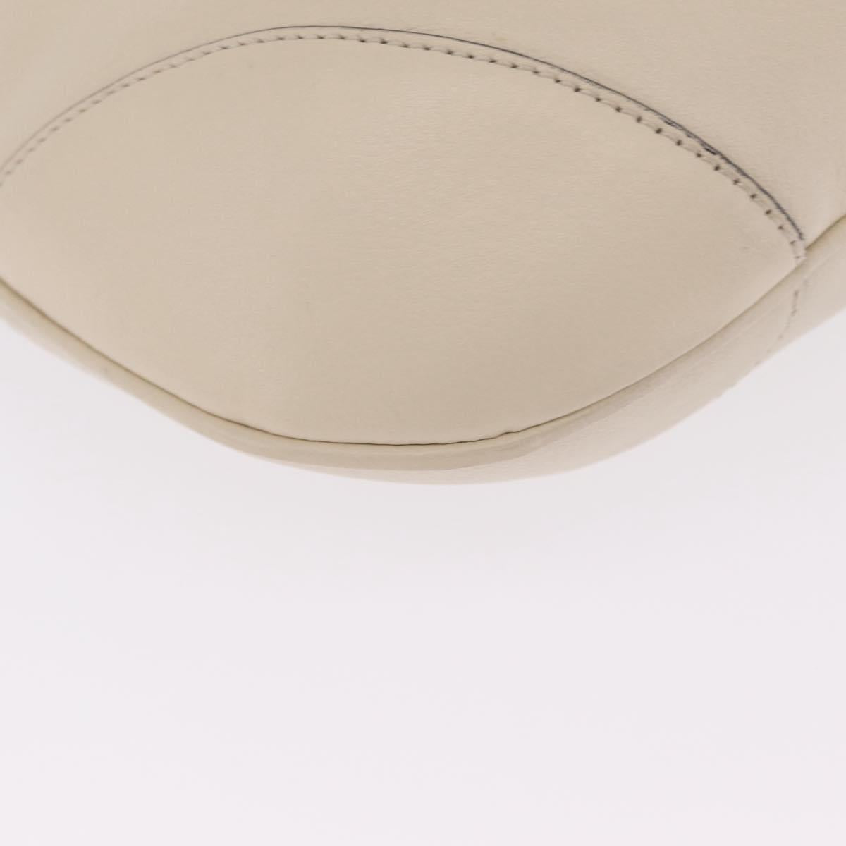 CELINE Horsebit Shoulder Bag Leather Ivory Gold Auth 210939V
