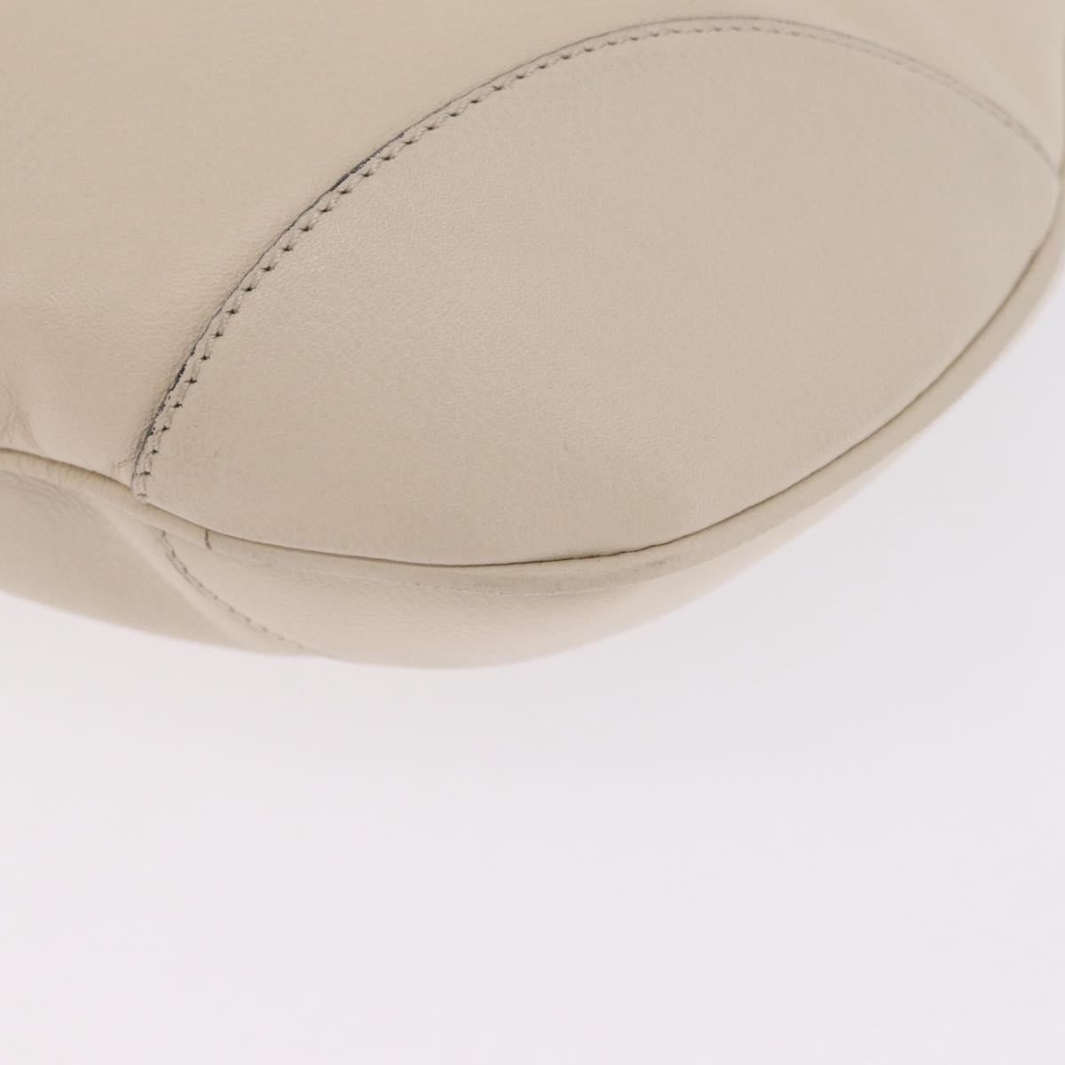 CELINE Horsebit Shoulder Bag Leather Ivory Gold Auth 210939V