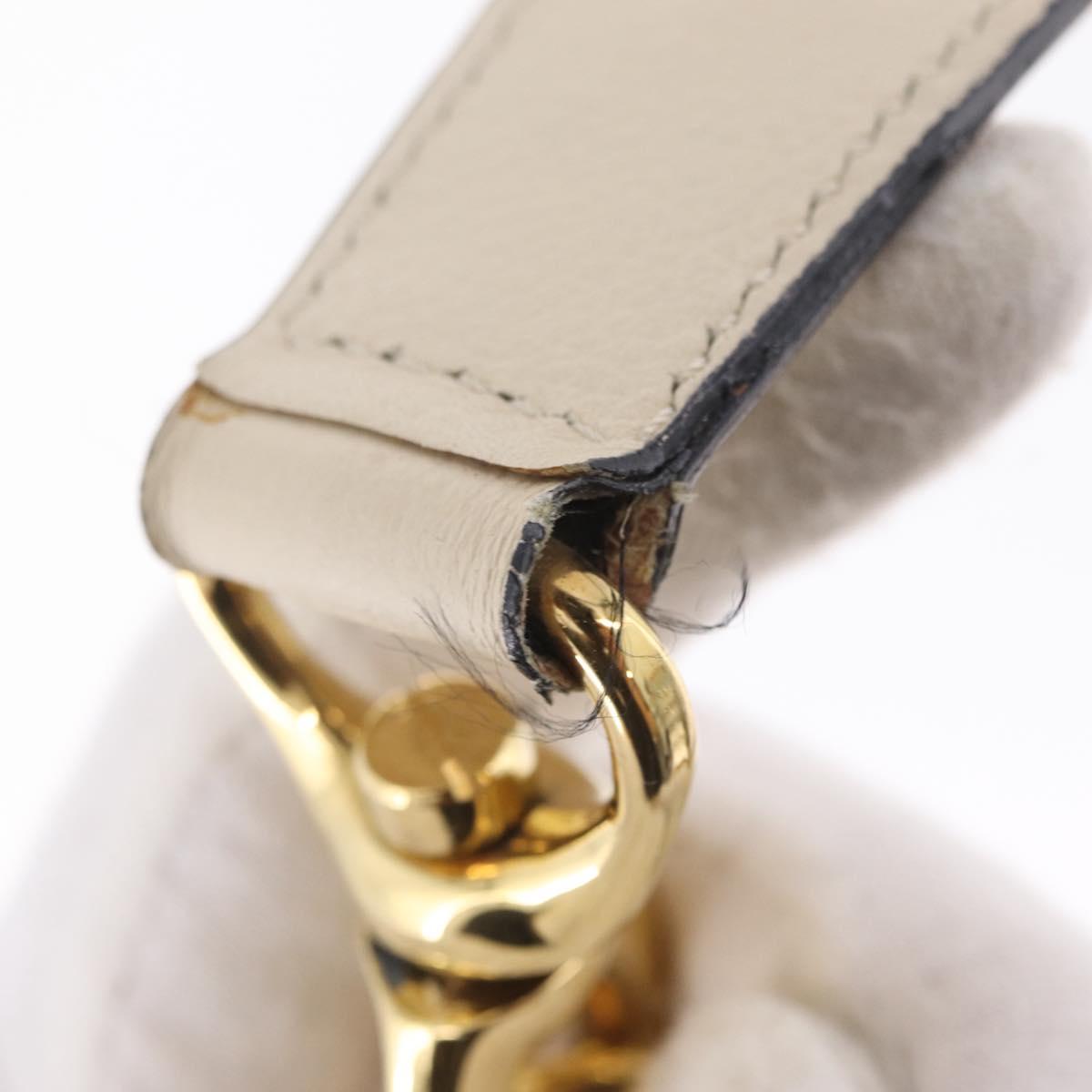 CELINE Horsebit Shoulder Bag Leather Ivory Gold Auth 210939V