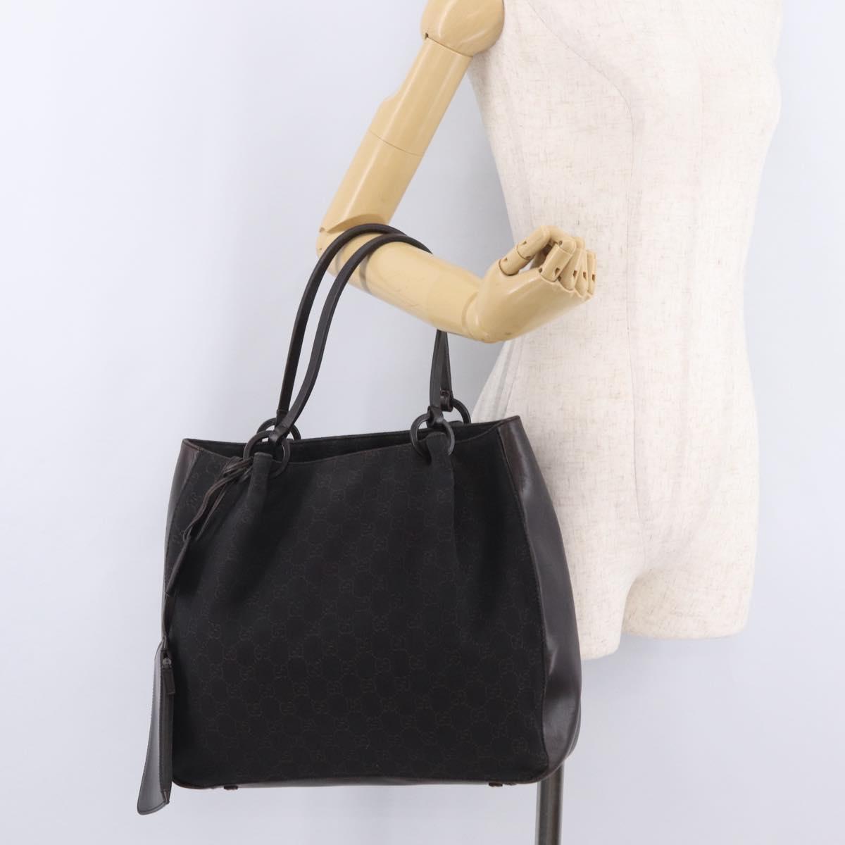 GUCCI GG Canvas Tote Bag Black 101920 Auth 210940A