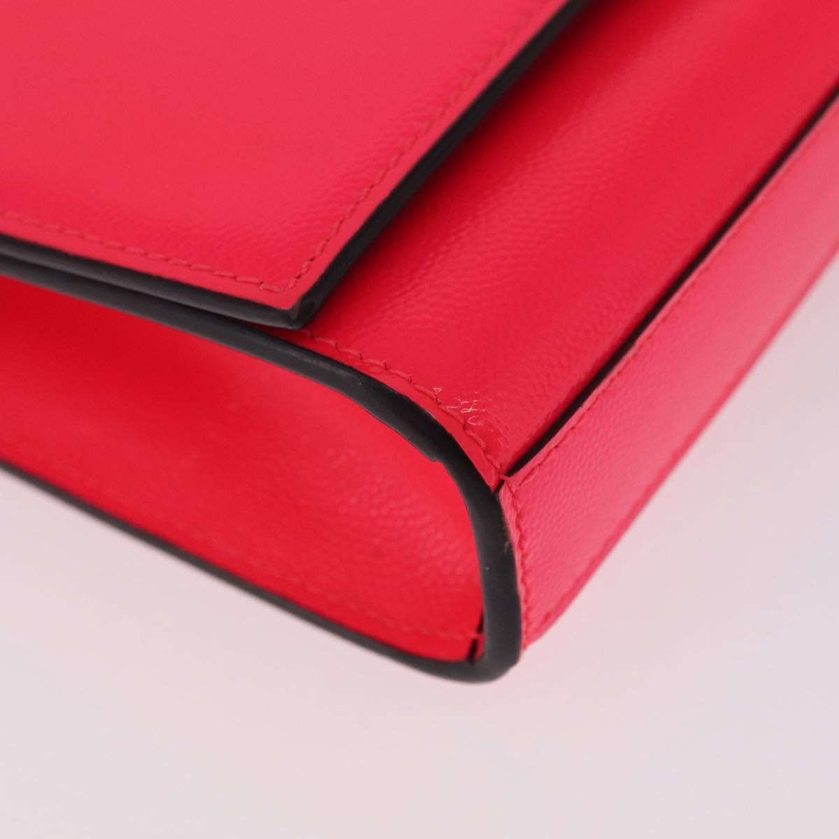 Saint Laurent Chain Shoulder Bag Leather Pink Silver Auth 210941M