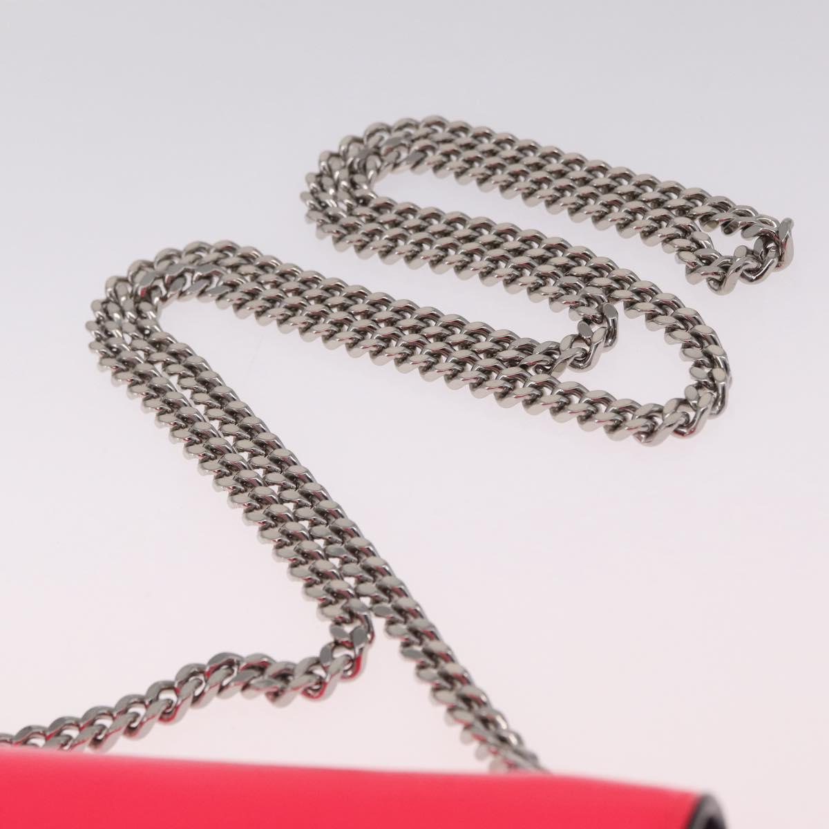 Saint Laurent Chain Shoulder Bag Leather Pink Silver Auth 210941M