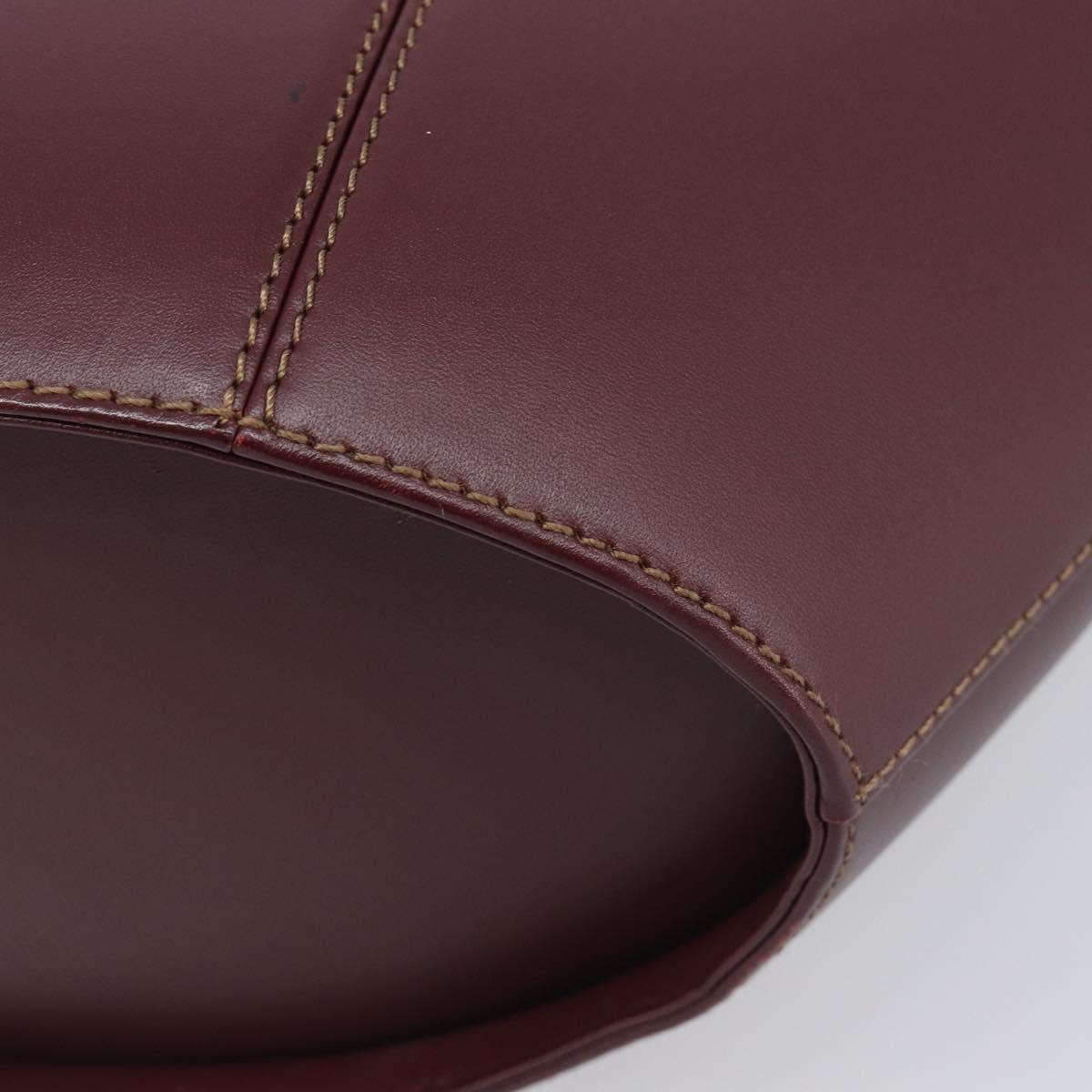 Cartier Must Line Hand Bag Leather Bordeaux Gold Auth 210942V
