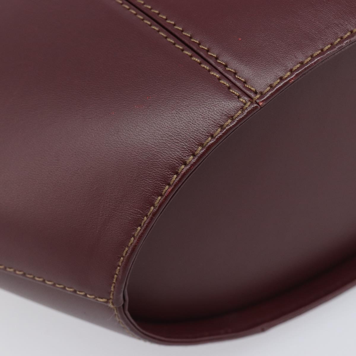 Cartier Must Line Hand Bag Leather Bordeaux Gold Auth 210942V