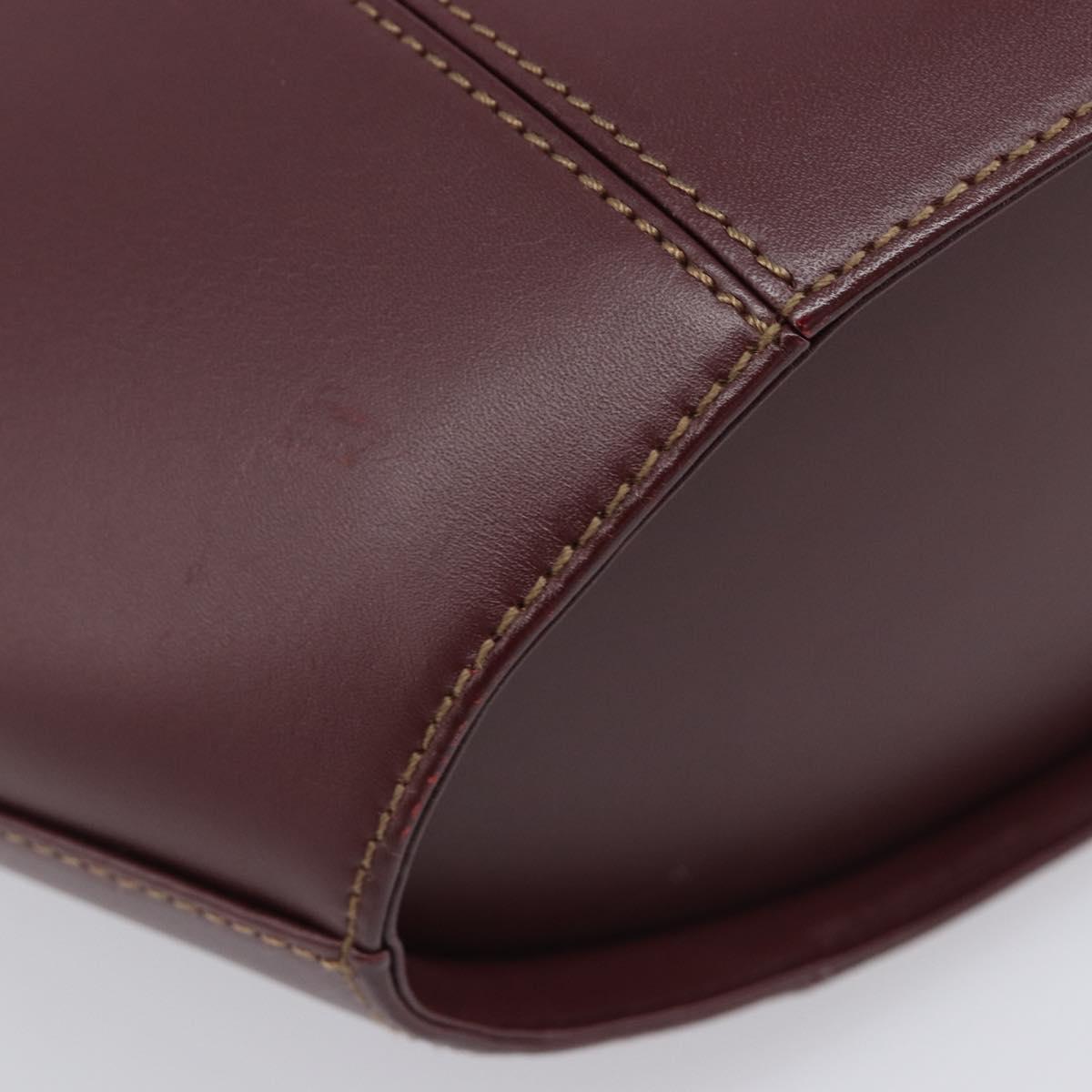 Cartier Must Line Hand Bag Leather Bordeaux Gold Auth 210942V