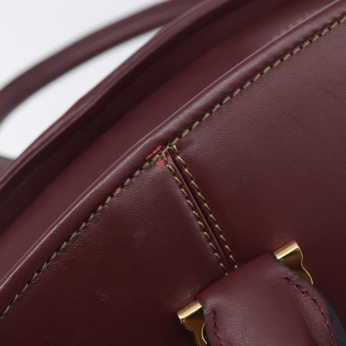 Cartier Must Line Hand Bag Leather Bordeaux Gold Auth 210942V
