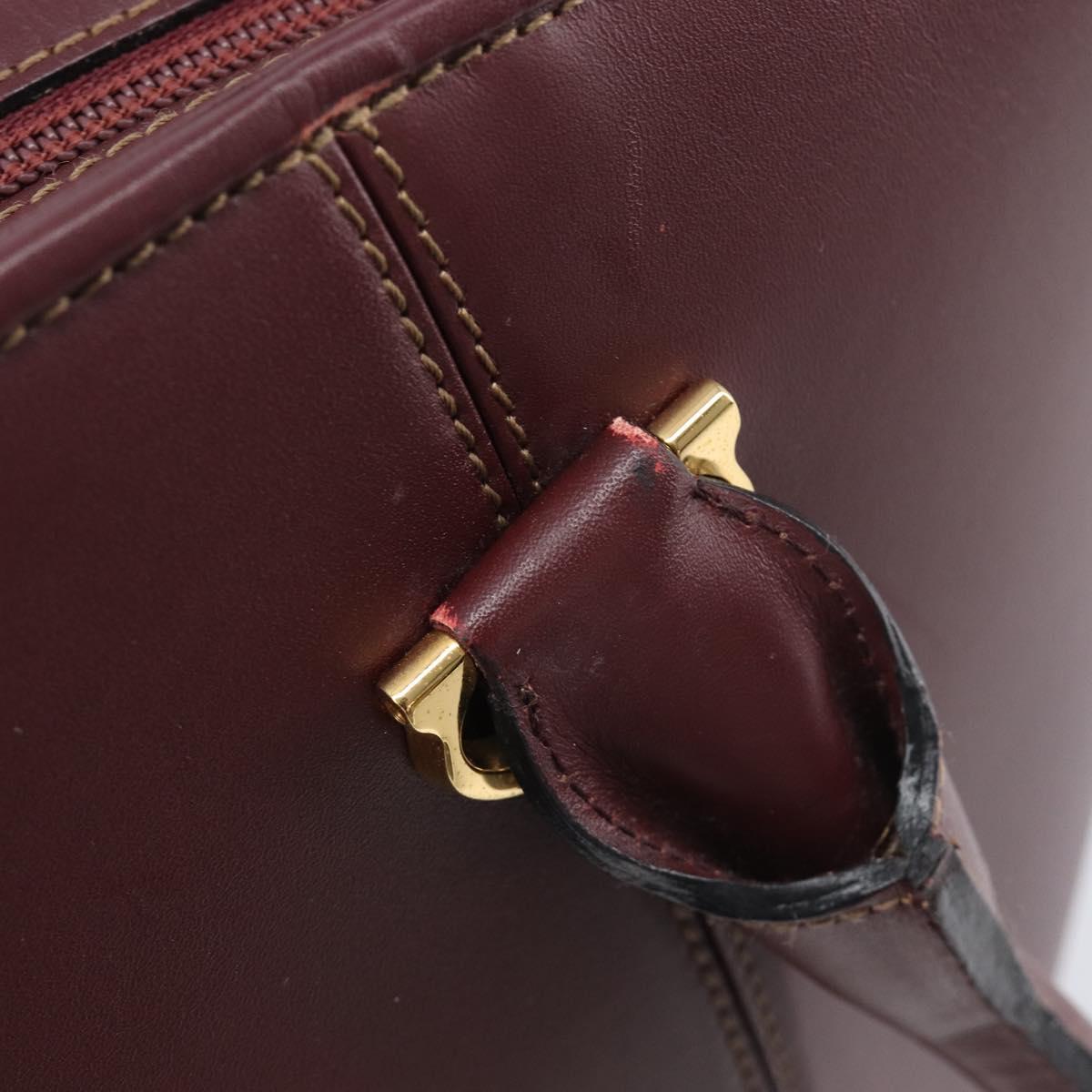 Cartier Must Line Hand Bag Leather Bordeaux Gold Auth 210942V