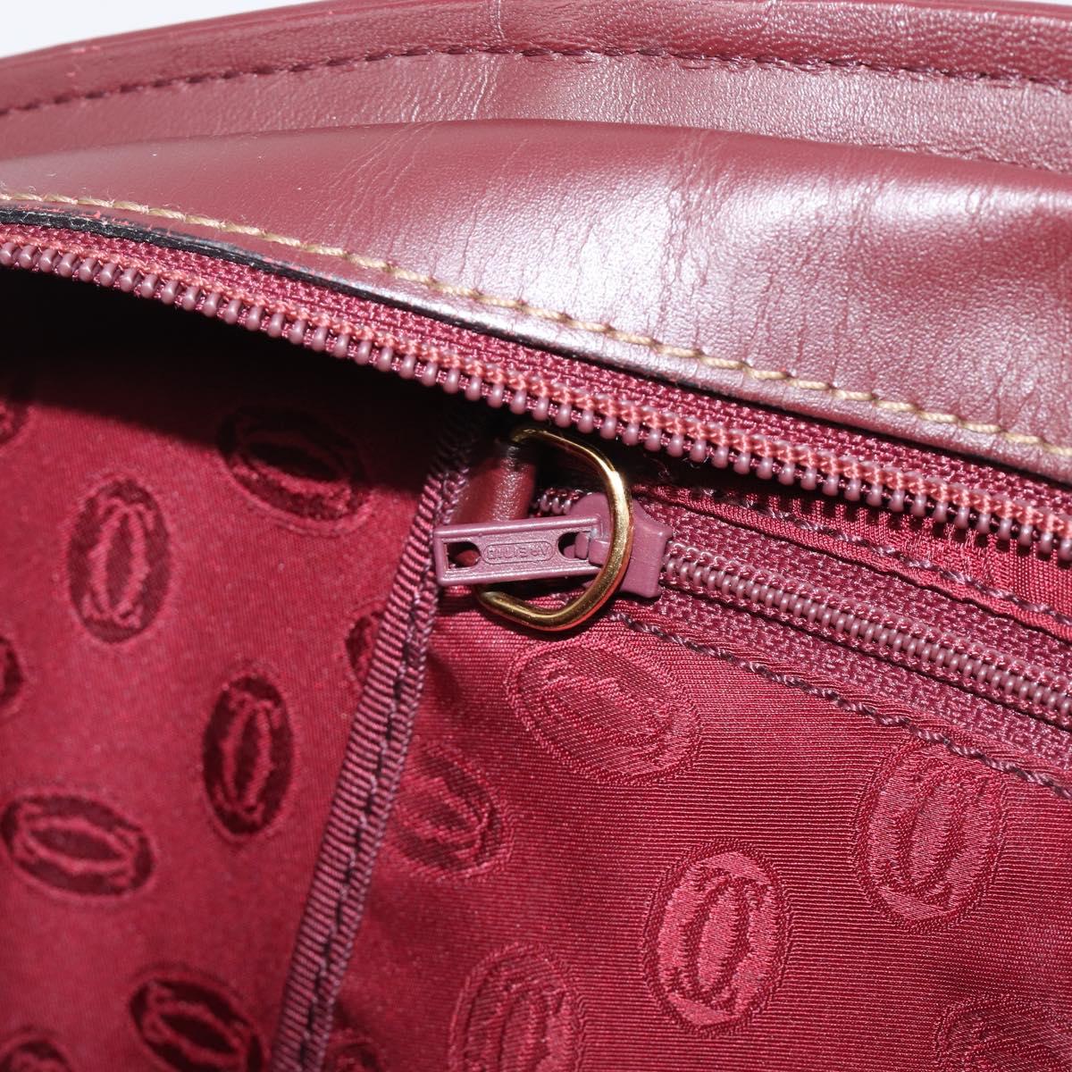 Cartier Must Line Hand Bag Leather Bordeaux Gold Auth 210942V