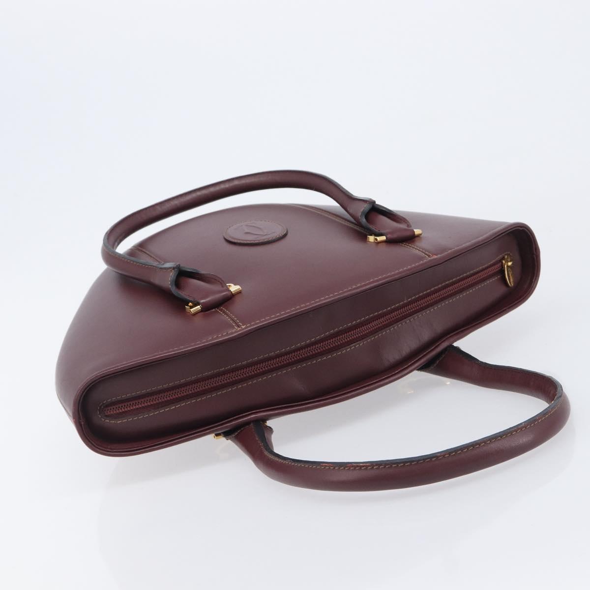 Cartier Must Line Hand Bag Leather Bordeaux Gold Auth 210942V