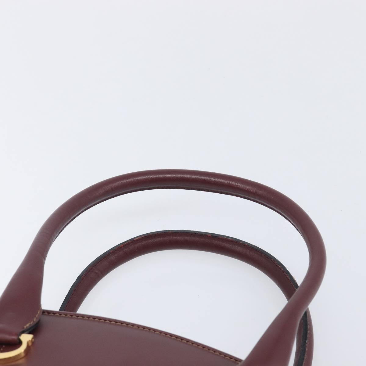 Cartier Must Line Hand Bag Leather Bordeaux Gold Auth 210942V