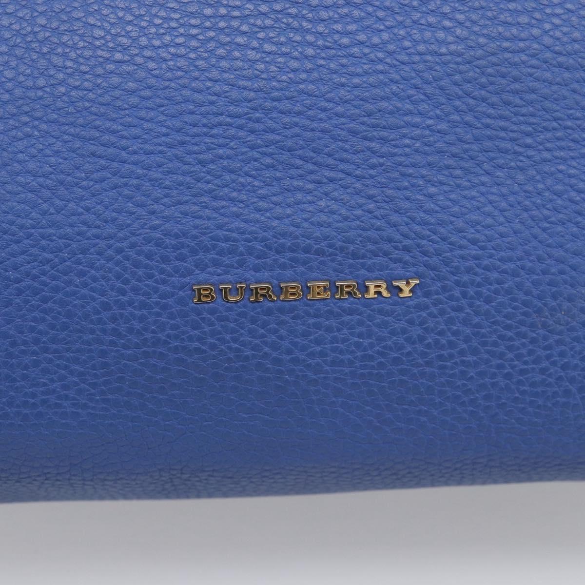 BURBERRY Hand Bag Leather 2way Blue Gold Auth 210943A