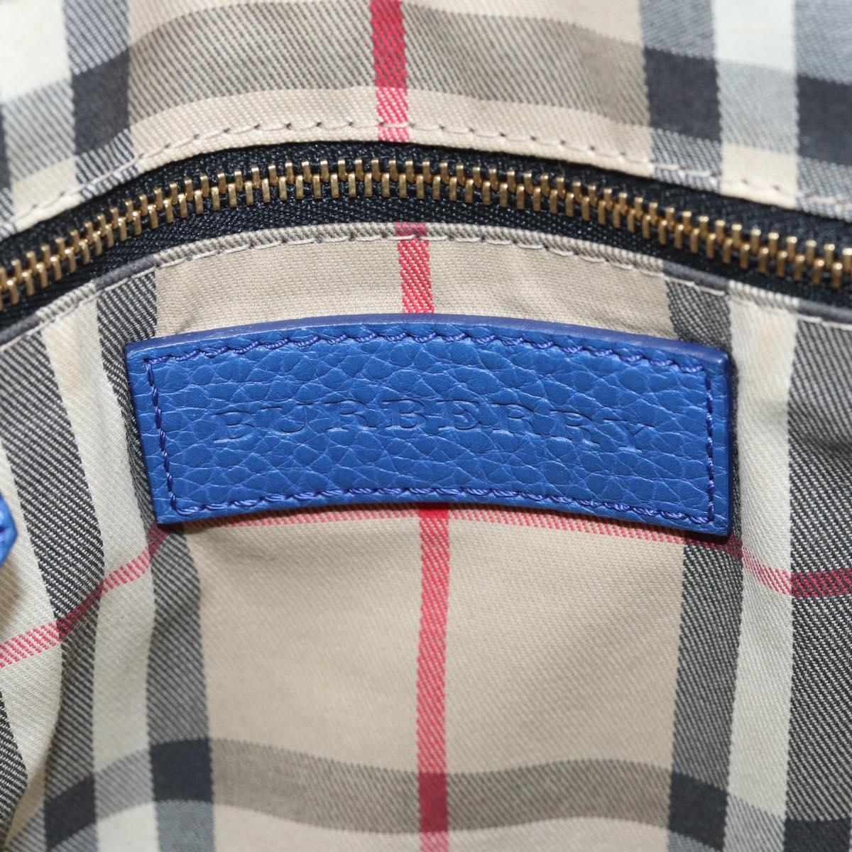 BURBERRY Hand Bag Leather 2way Blue Gold Auth 210943A