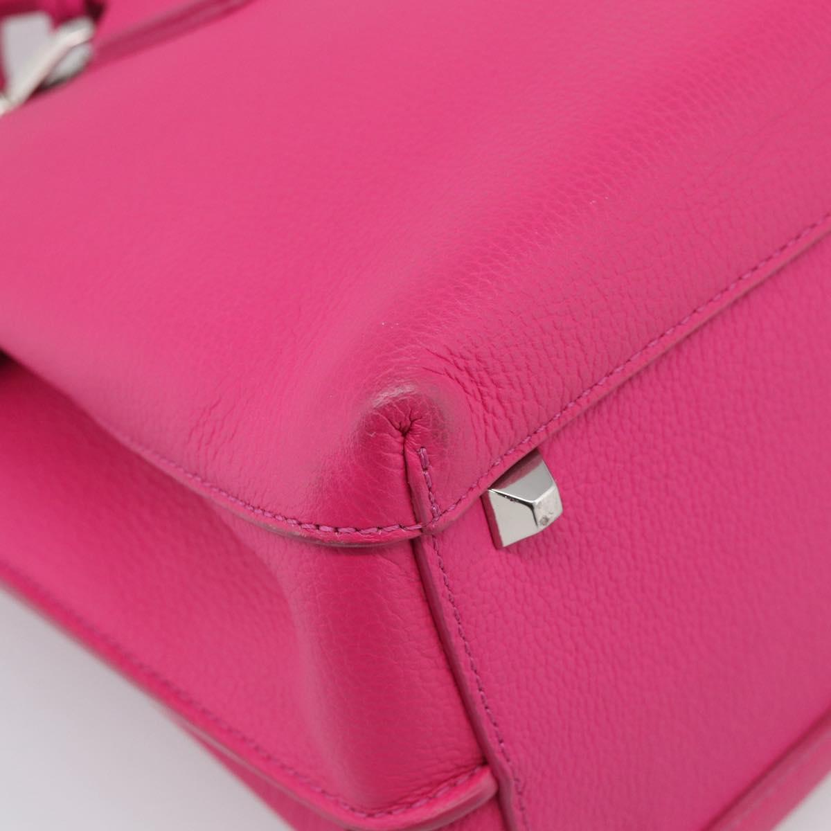 MCM Hand Bag Leather 2way Pink Silver Auth 210949A