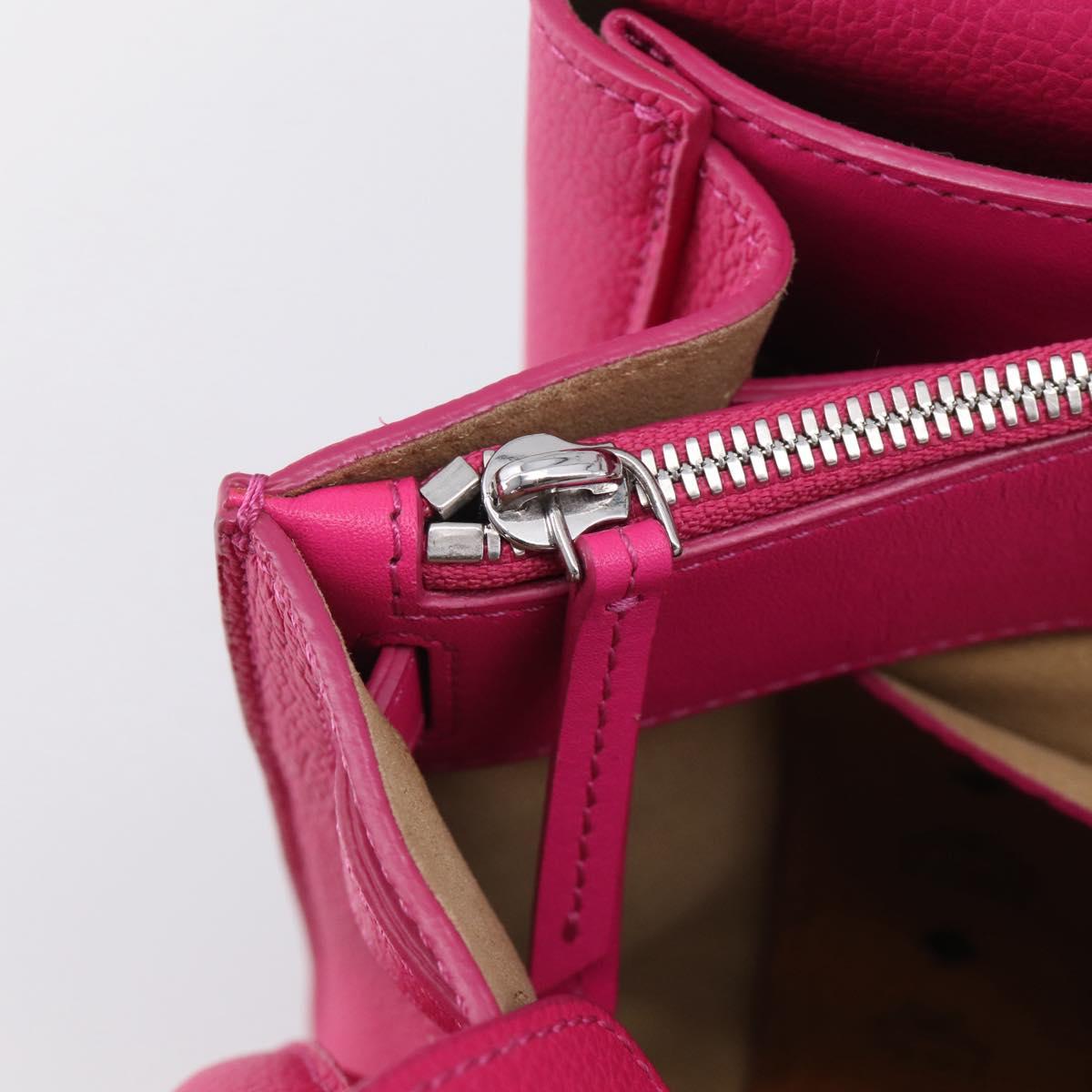 MCM Hand Bag Leather 2way Pink Silver Auth 210949A