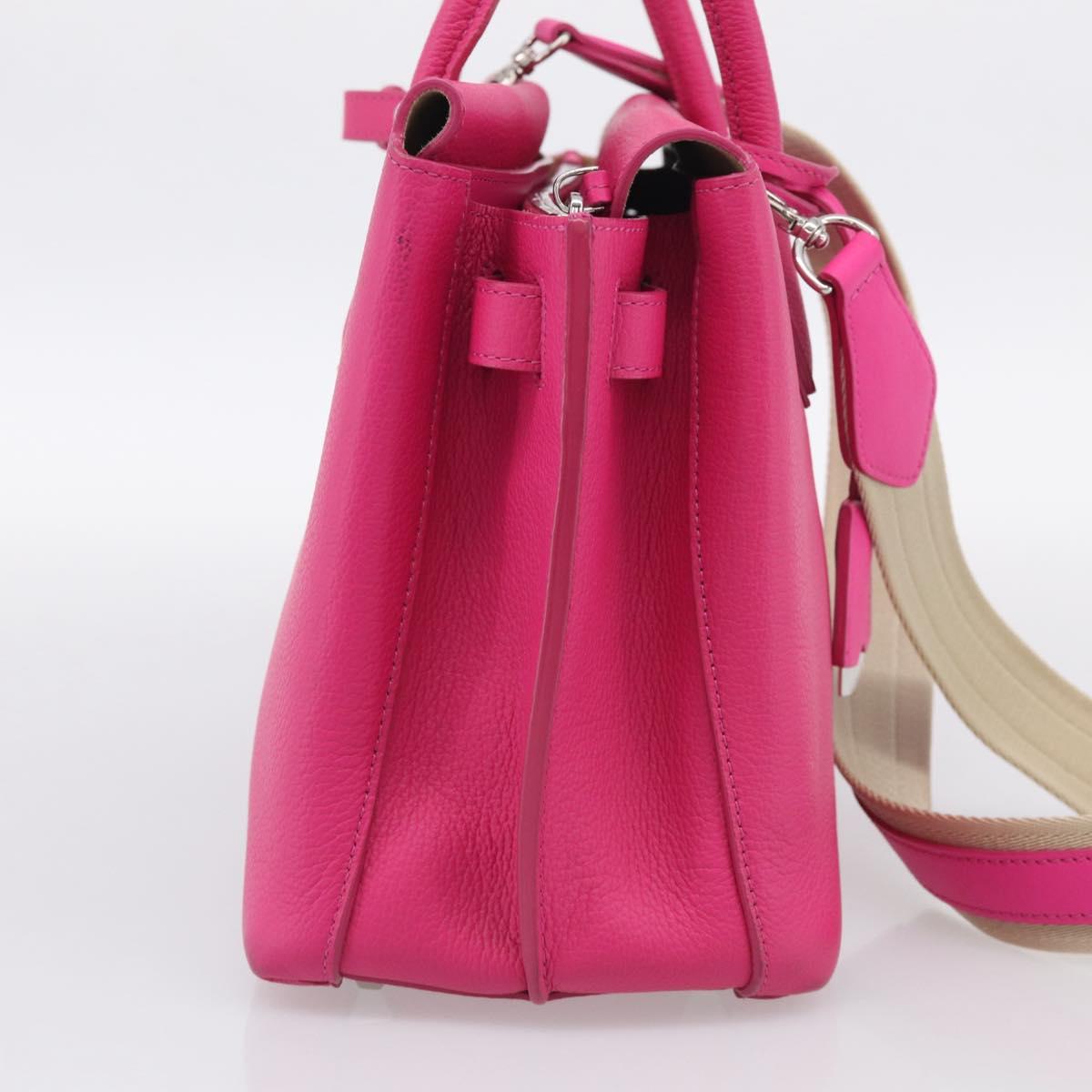 MCM Hand Bag Leather 2way Pink Silver Auth 210949A