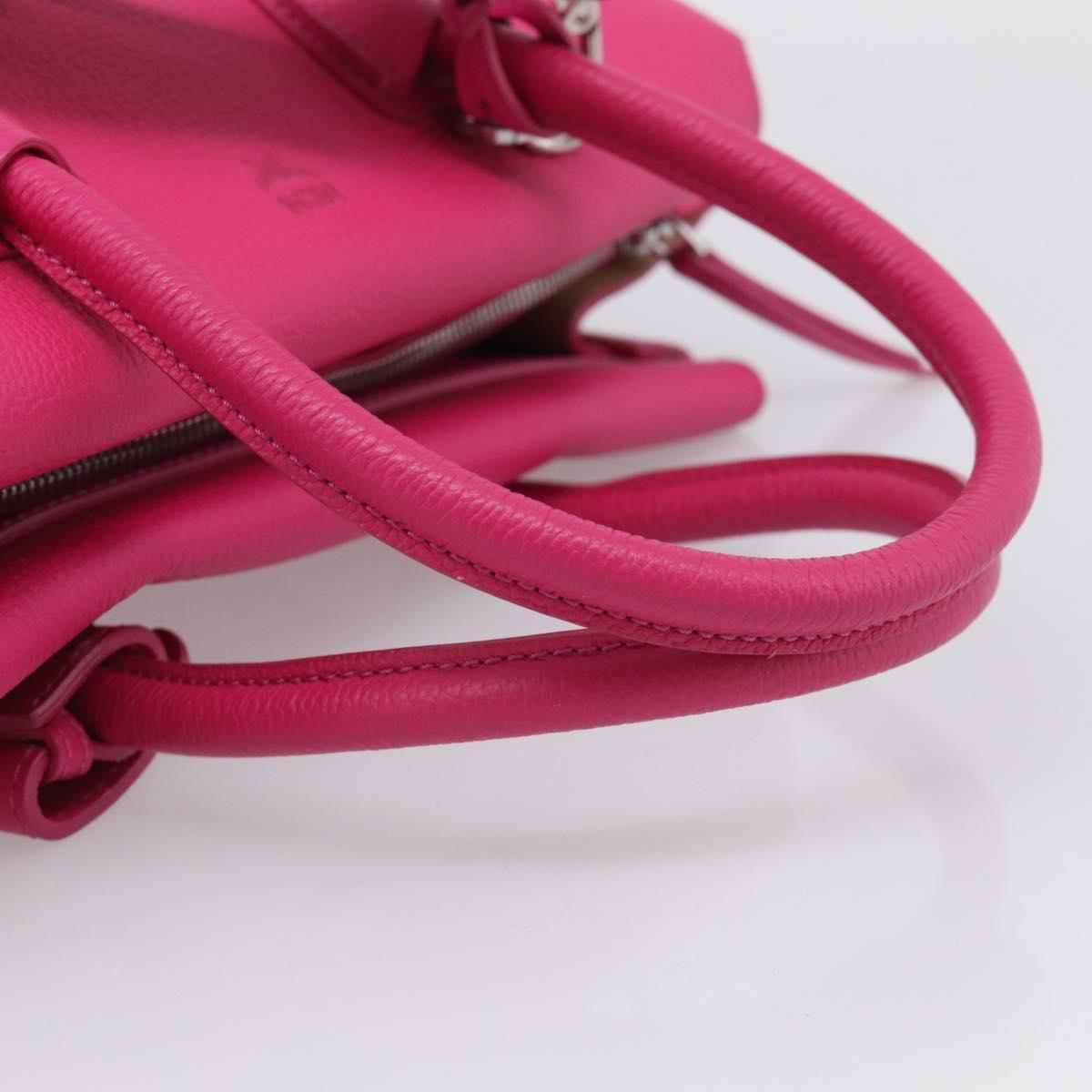 MCM Hand Bag Leather 2way Pink Silver Auth 210949A
