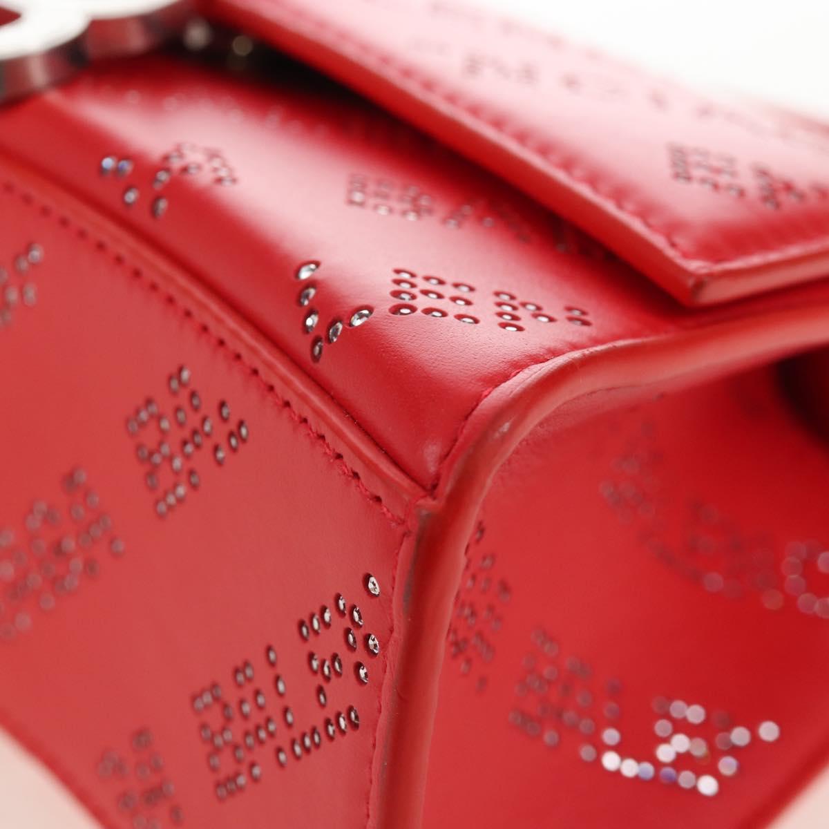 Balenciaga Hourglass XS Hand Bag Leather 2way Red Silver 719115 Auth 210951SAM