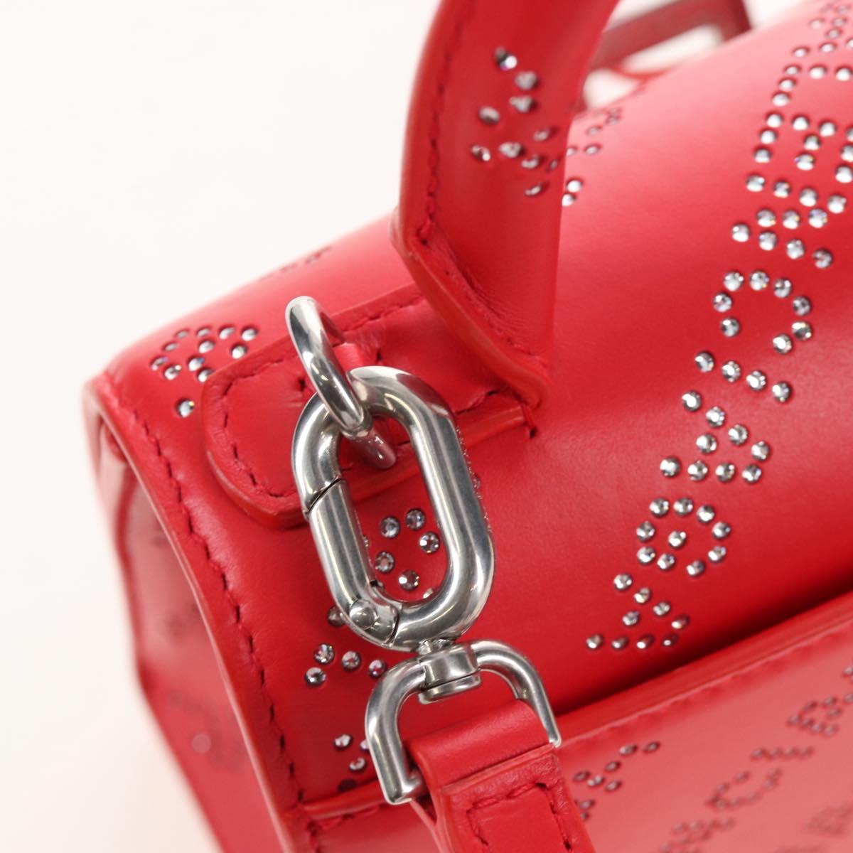 Balenciaga Hourglass XS Hand Bag Leather 2way Red Silver 719115 Auth 210951SAM
