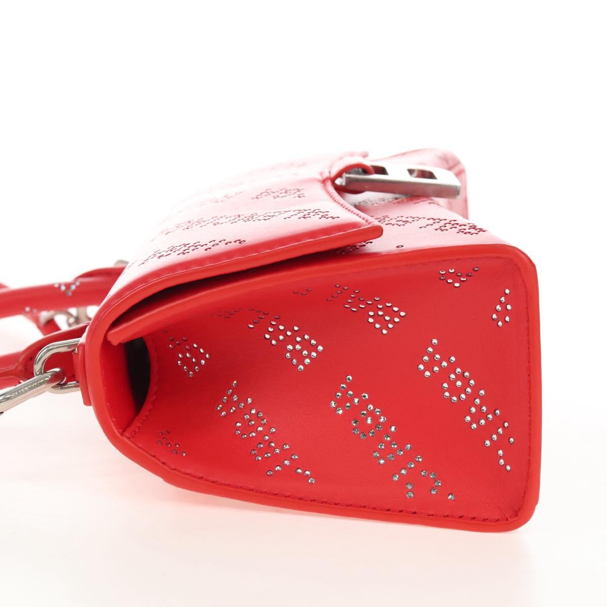 Balenciaga Hourglass XS Hand Bag Leather 2way Red Silver 719115 Auth 210951SAM