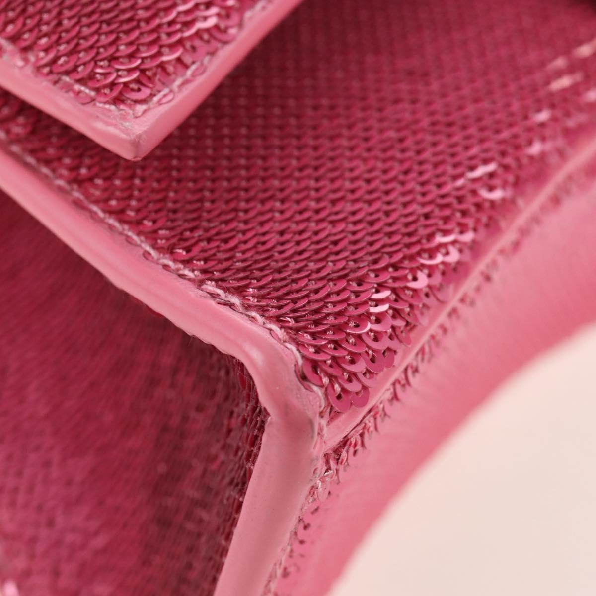 Balenciaga Hourglass XS Hand Bag Leather Sequins 2way Pink Silver Auth 210952SAM
