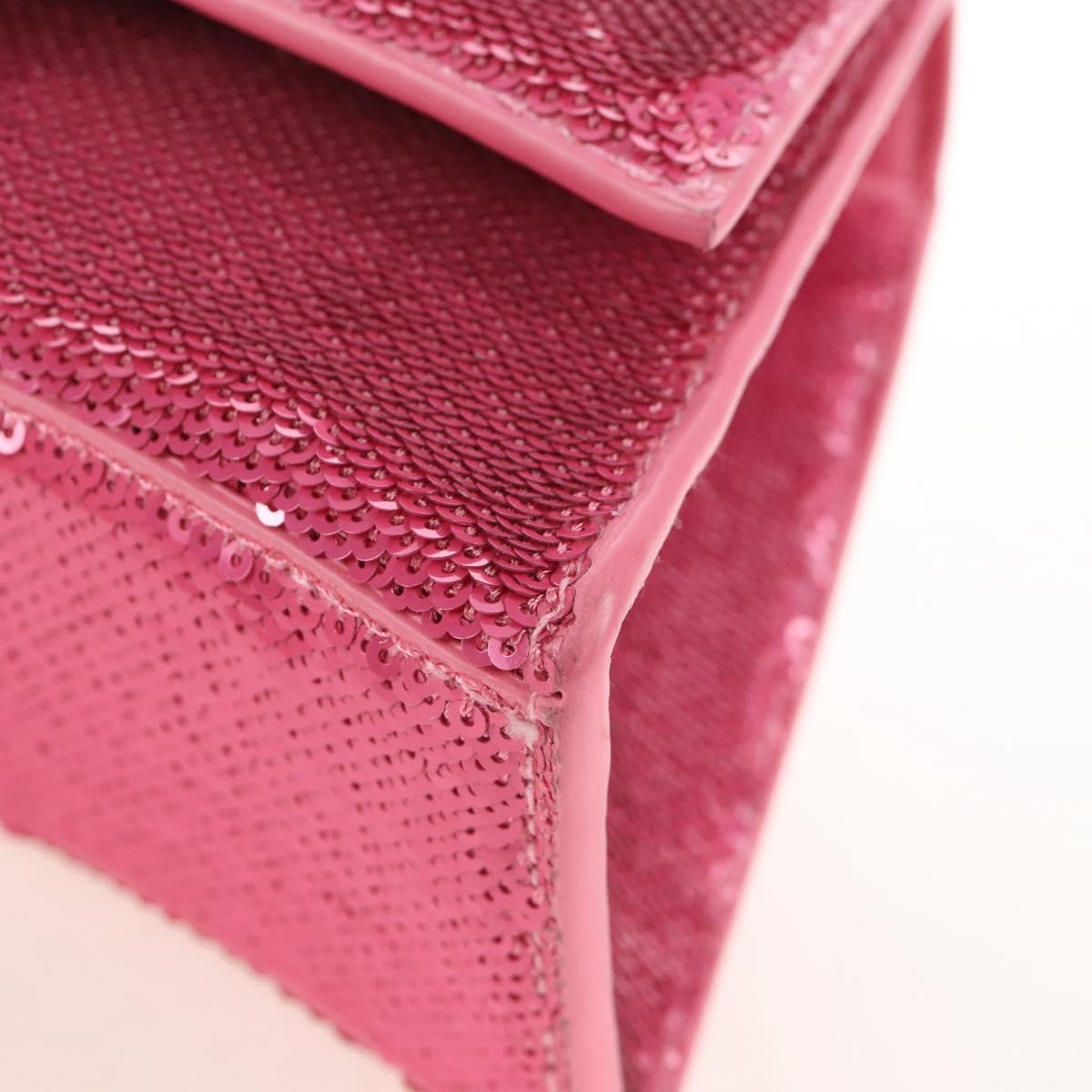 Balenciaga Hourglass XS Hand Bag Leather Sequins 2way Pink Silver Auth 210952SAM
