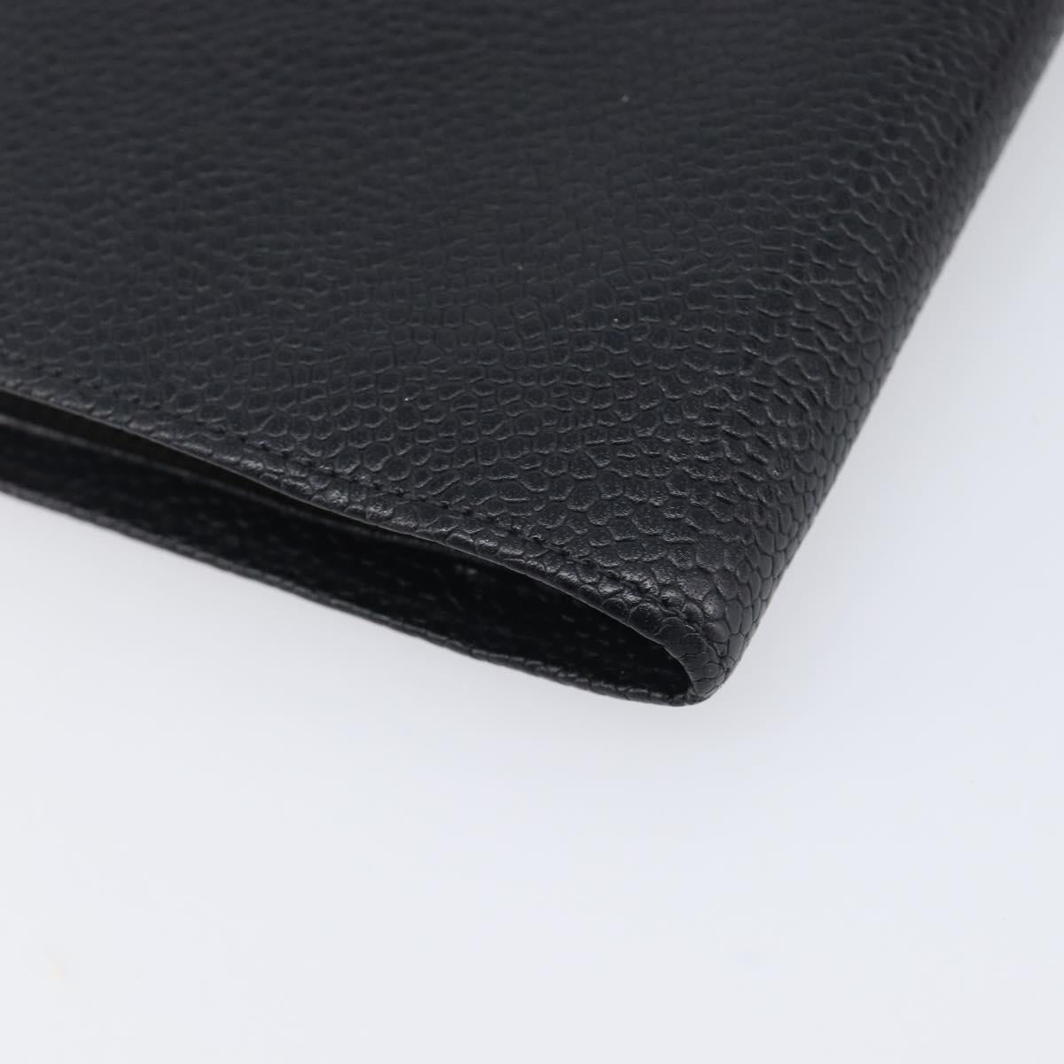 CHANEL Matelasse Long Wallet Caviar Skin Black Gold CC Auth 210957V
