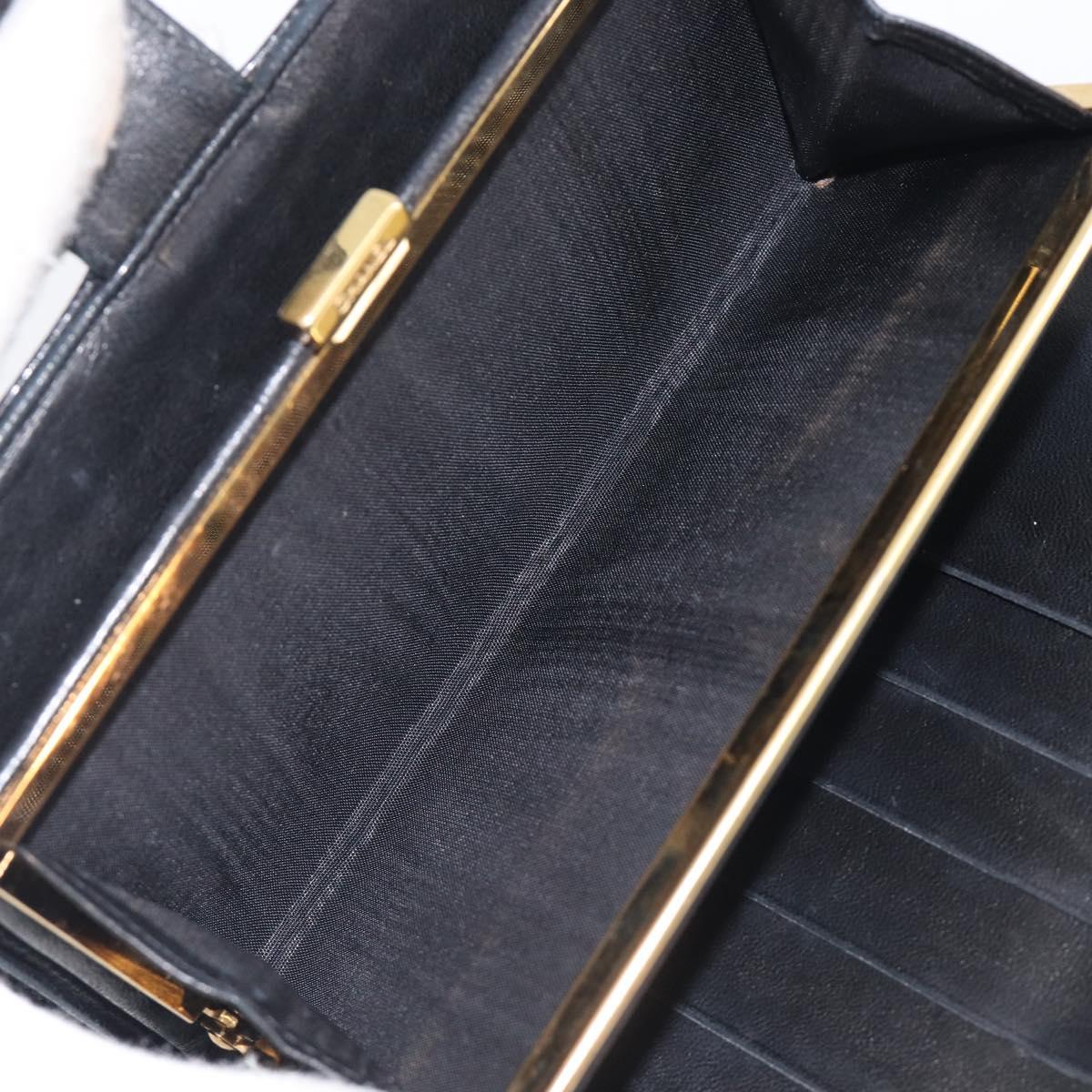 CHANEL Matelasse Long Wallet Caviar Skin Black Gold CC Auth 210958V