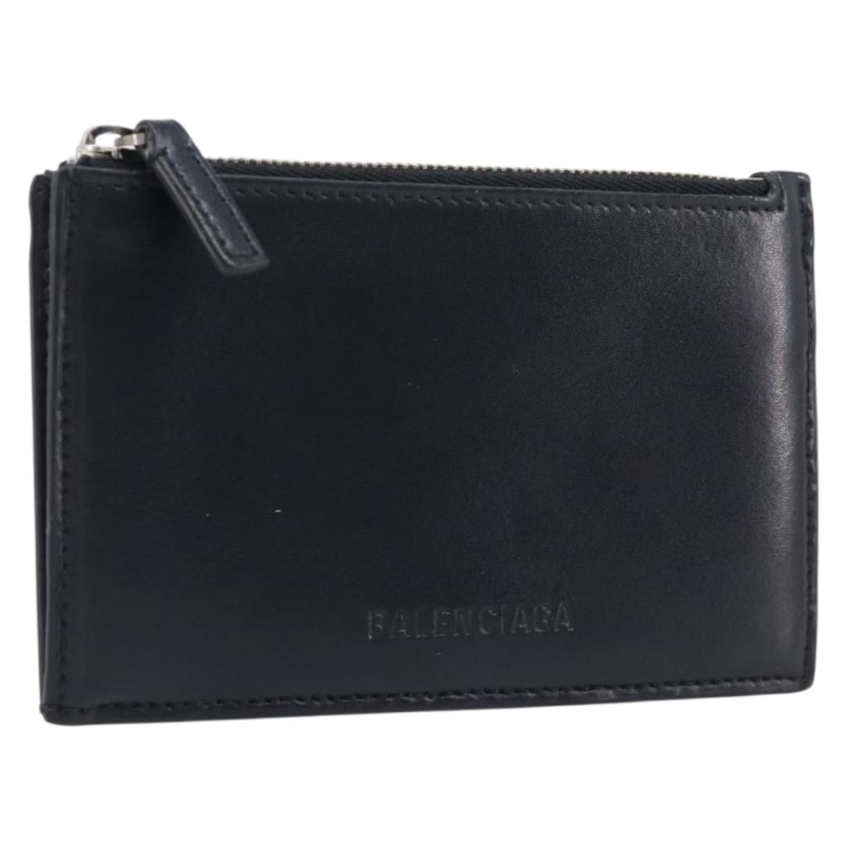 Balenciaga Fragment case Card Case Leather Black Silver 664044 Auth 210959A