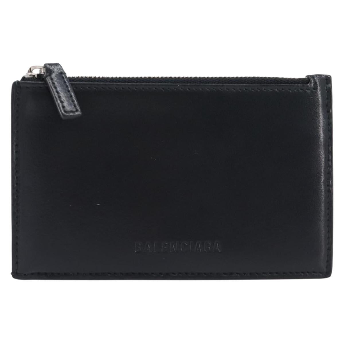 Balenciaga Fragment case Card Case Leather Black Silver 664044 Auth 210959A