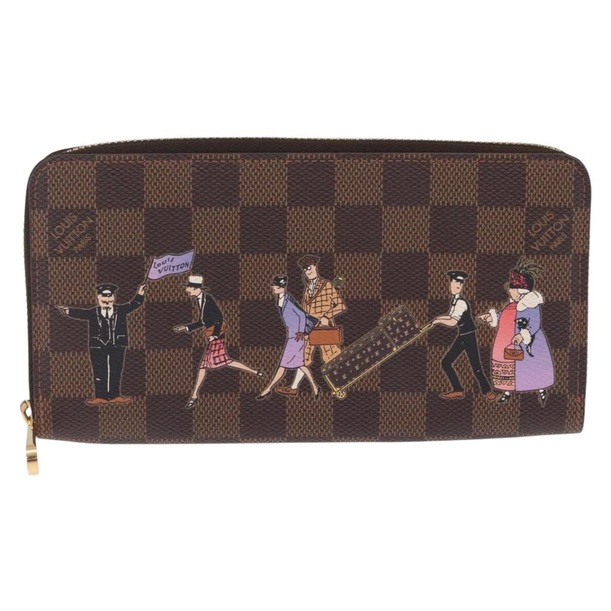 LOUIS VUITTON Damier Ebene Zippy Wallet Long Wallet N63004 LV Auth 210960M