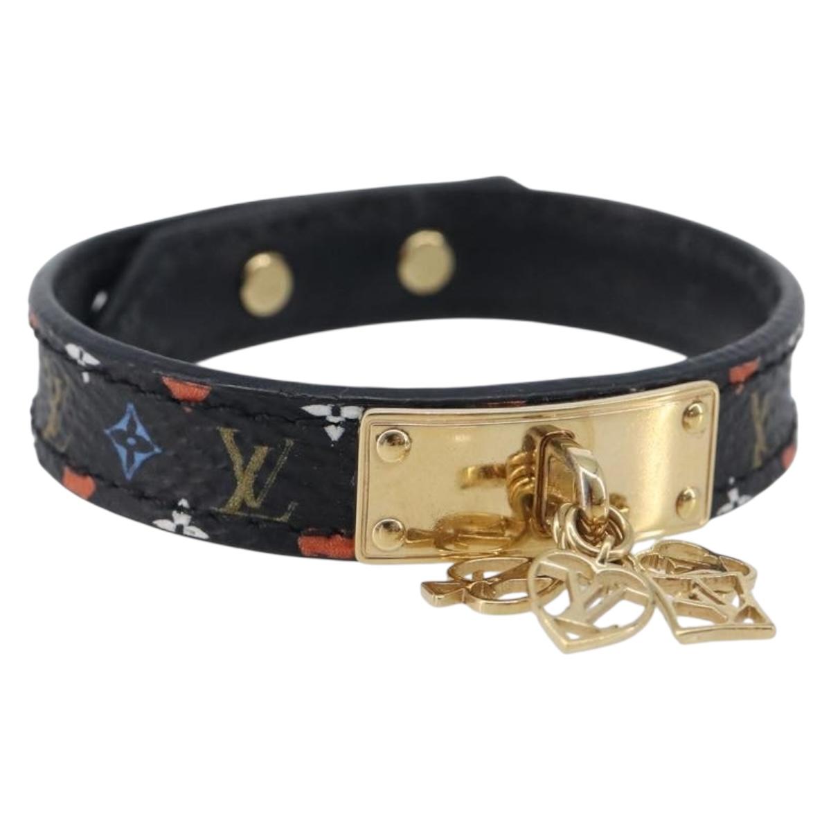 LOUIS VUITTON Monogram Game On Collection Bracelet Black MP285F LV Auth 210966A