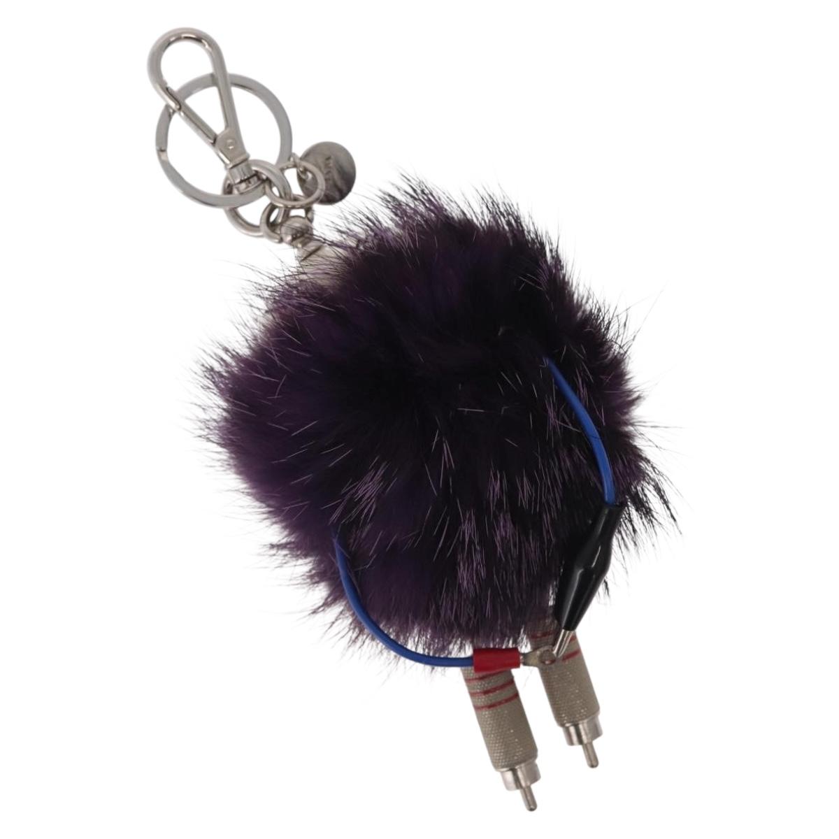 PRADA Robot Key Holder Fur Purple Silver Auth 210967M