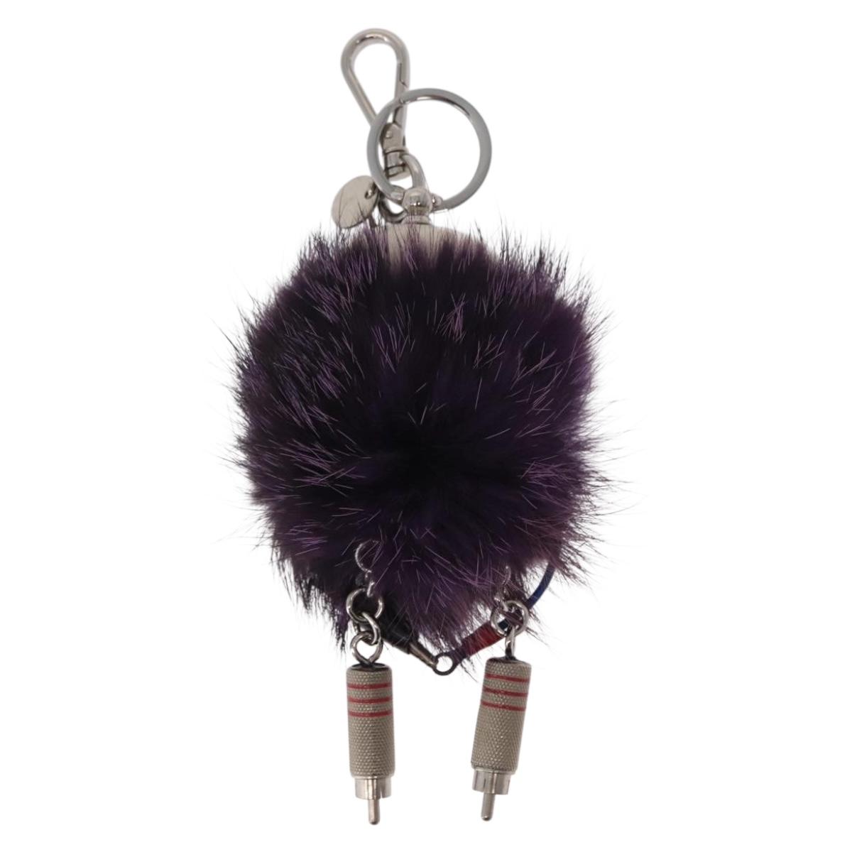 PRADA Robot Key Holder Fur Purple Silver Auth 210967M