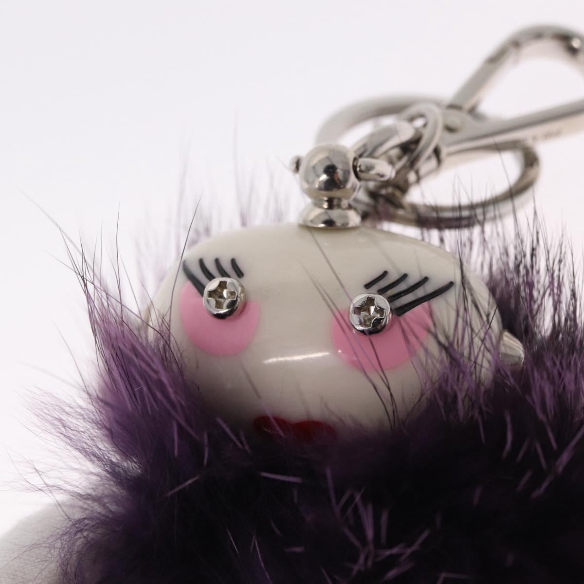 PRADA Robot Key Holder Fur Purple Silver Auth 210967M
