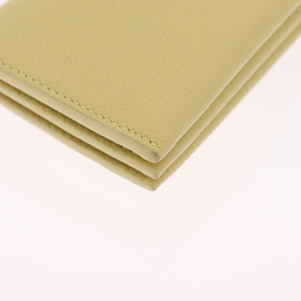 Bottega Veneta Card Case Leather Yellow Gold Auth 210968M